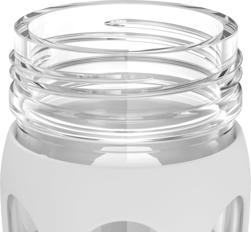 Lifefactory 16-Ounce Glass Water Bottle with Active Flip Cap and Protective Silicone Sleeve, Optic White - Image 1